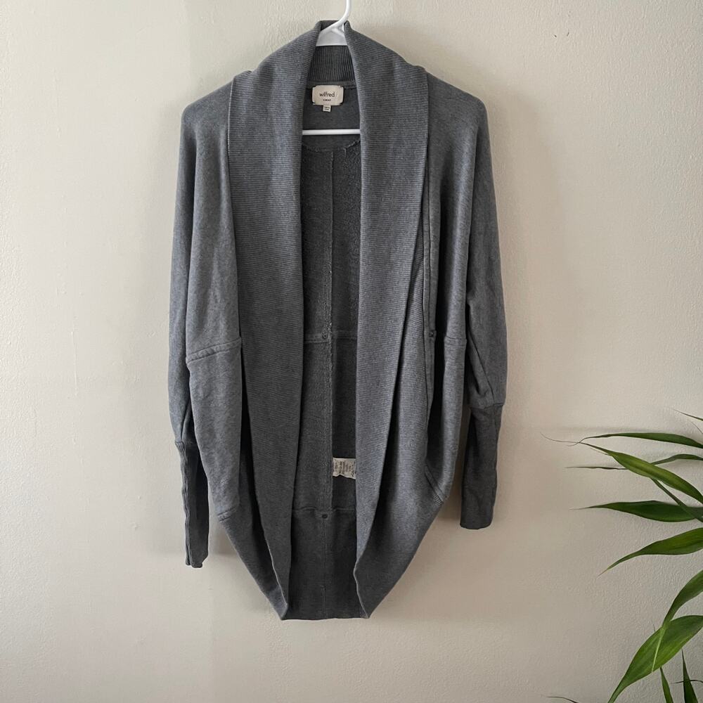 Aritzia Wilfred Diderot Cardigan XS Gray Cocoon Minimalist Open Front Sweater